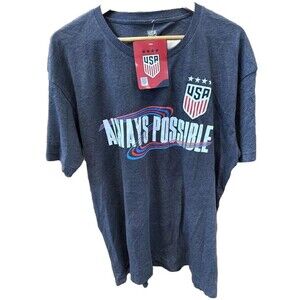 USA Soccer Unisex World Cup Always Possible Graphic T Shirt XL Gray New